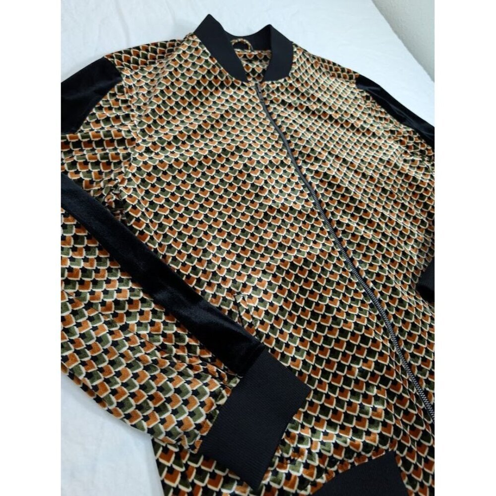 I.N.C international concepts men's sz XL velour geometric zip up jacket B12 - Picture 2 of 11